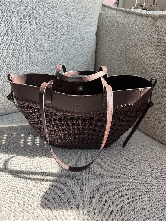 Polene Handbags - Polene Mini Cyme Raffia Ebony